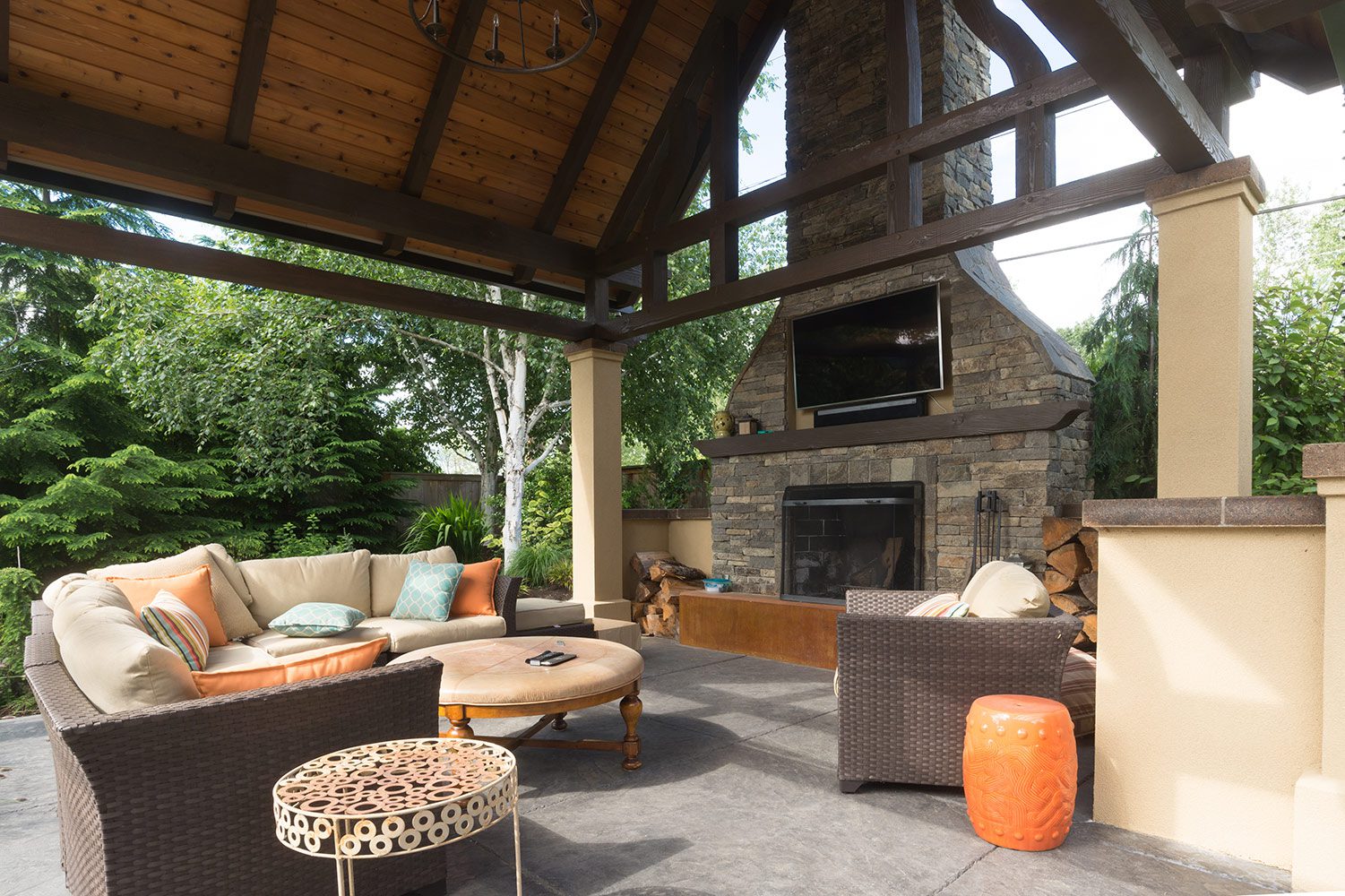 Fireplace and outdoor living area